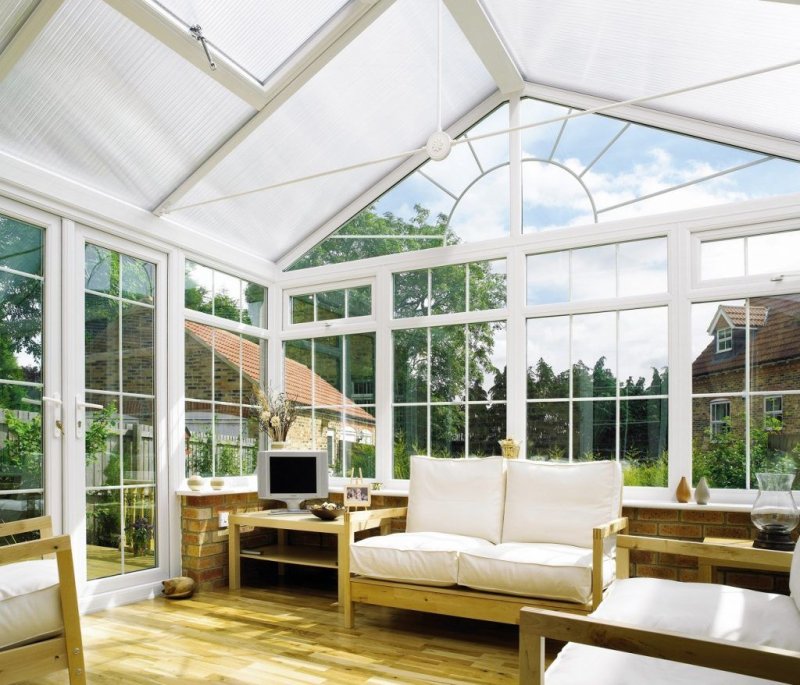 Veranda with a transparent roof