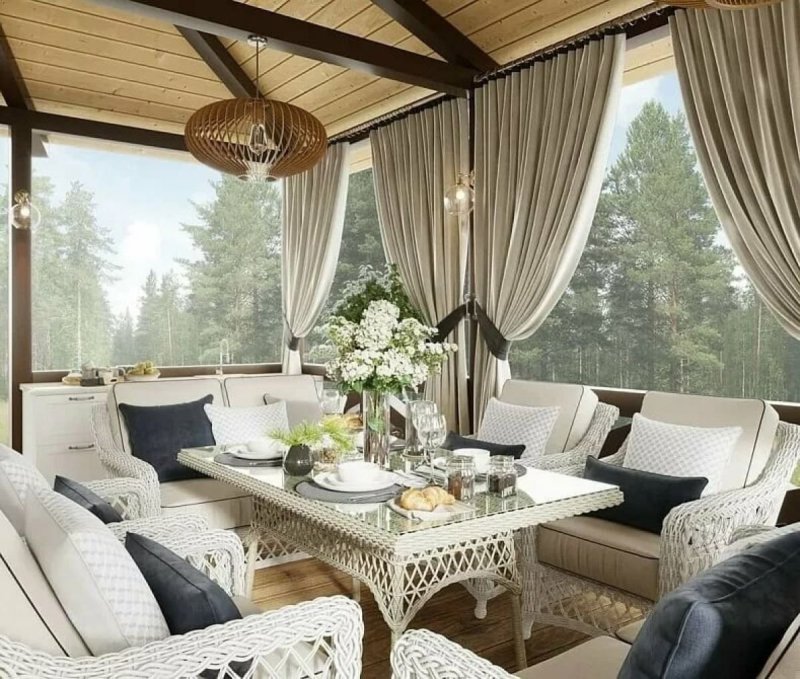 The interior of the veranda in the country house