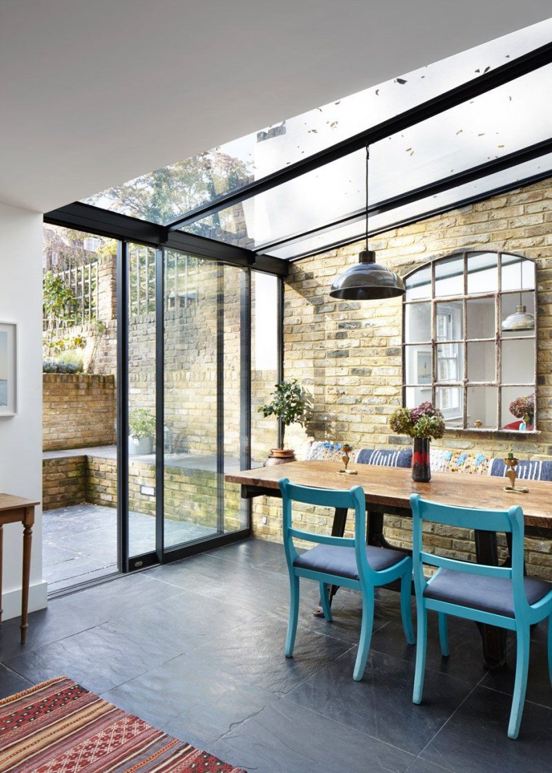 Kitchen on a glass veranda