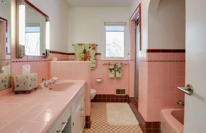 Pink tile for bathroom