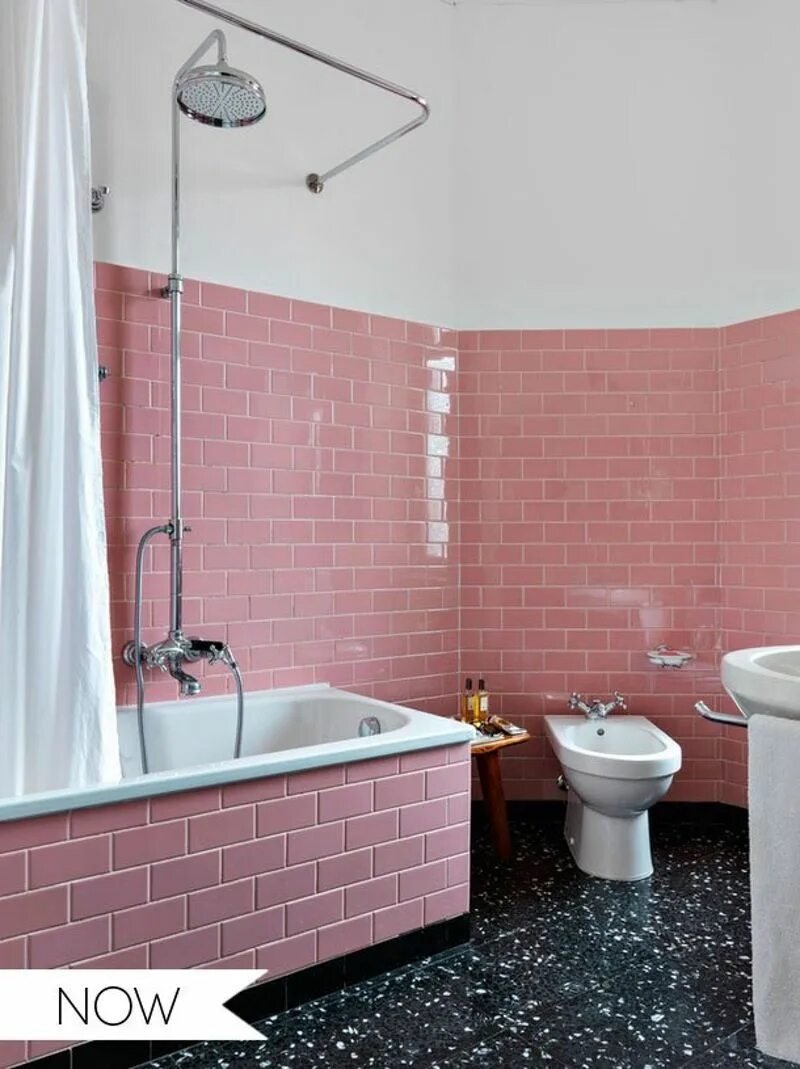 Bath -pink tile for boar