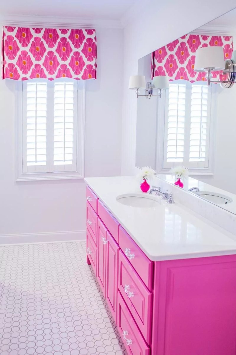 The bathroom is pink