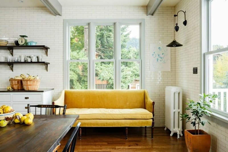 Sofa in the kitchen in the interior