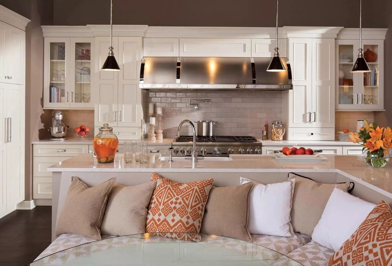 Cozy kitchen with a sofa