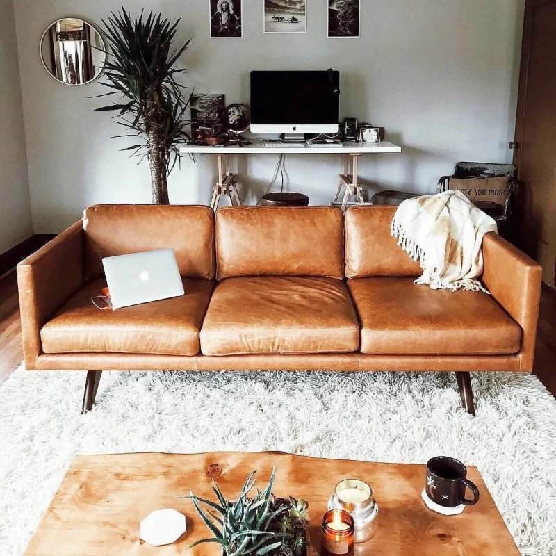 Leather sofa loft