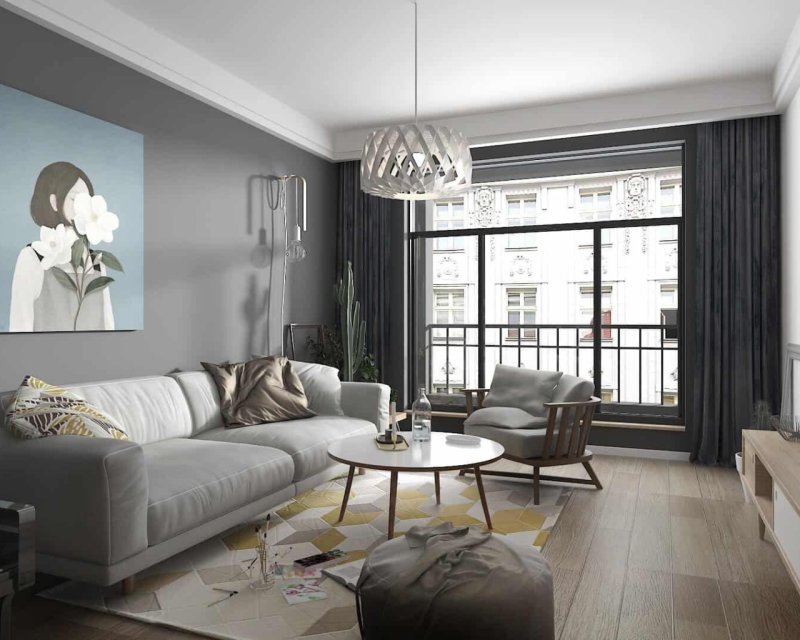 Gray living room in a modern style