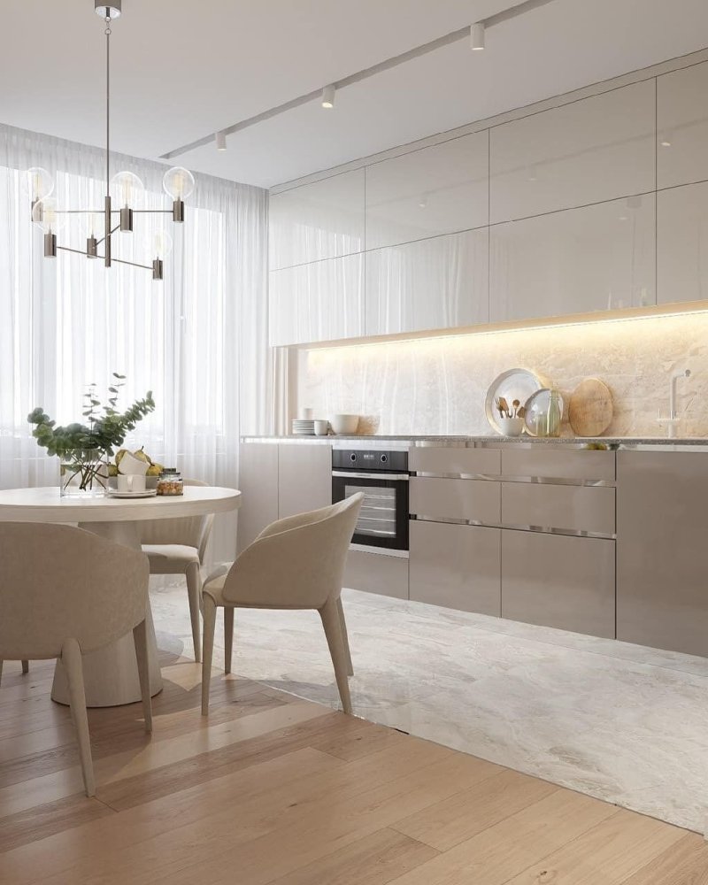 Kitchen in light colors in a modern style