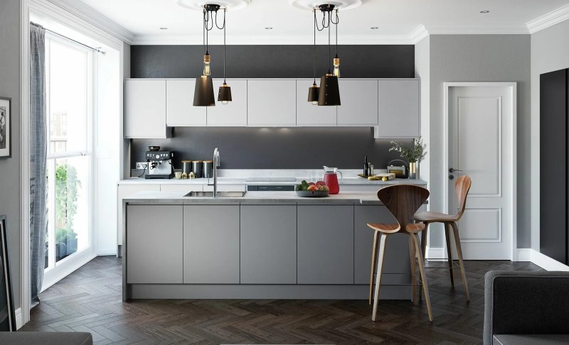 Gray kitchen in a modern style