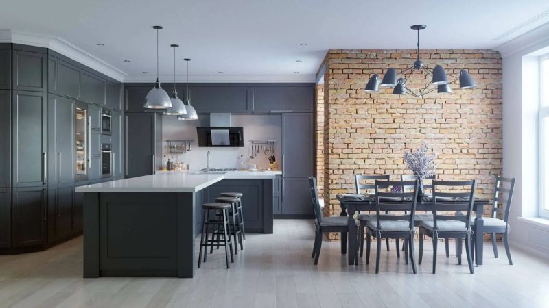 Gray kitchen loft