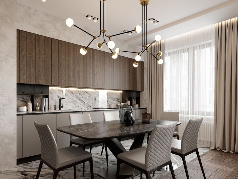 Dining room kitchen in a modern style