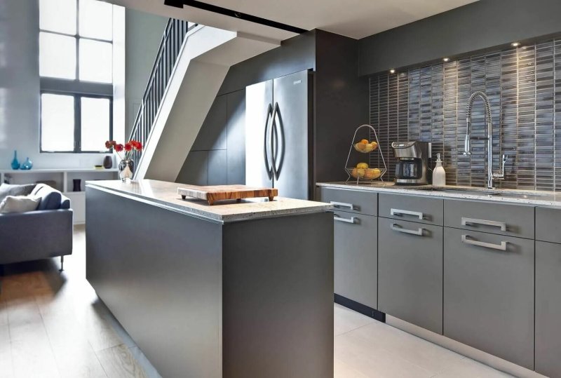 Gray kitchen in a modern style