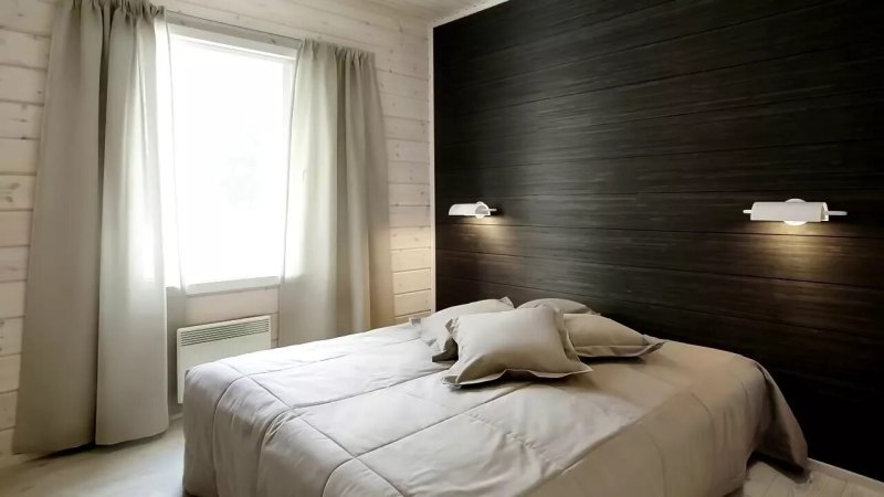 Laminate on the wall in the interior of the bedroom