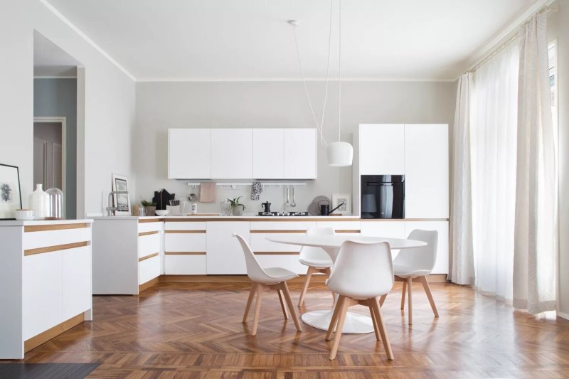 White kitchen in the Scandinavian style