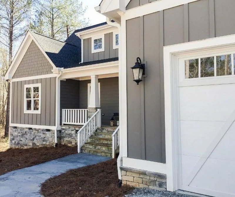 Light gray facade of the house