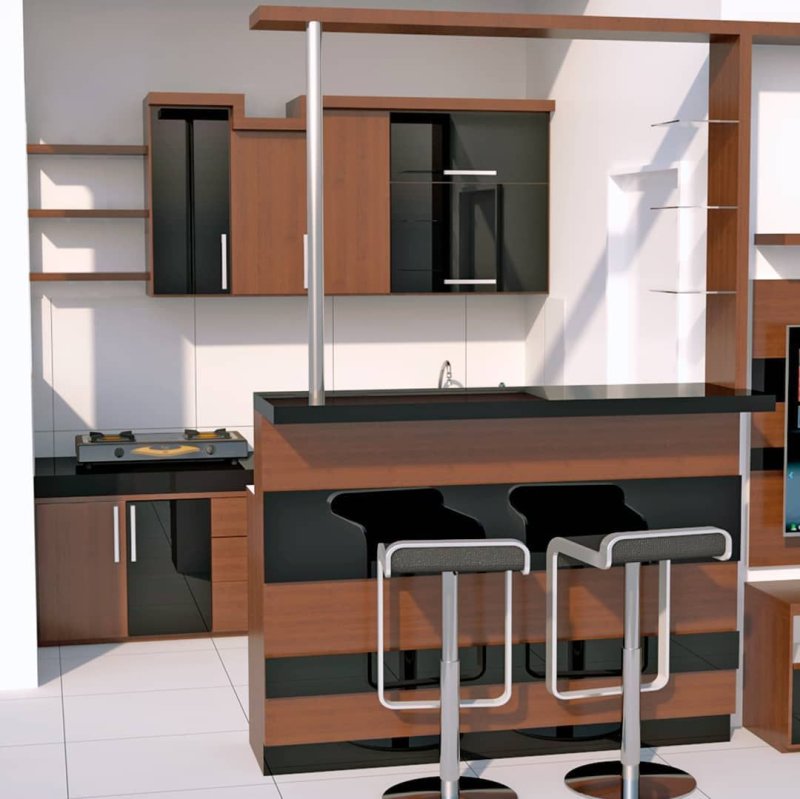 Kitchen set with a bar