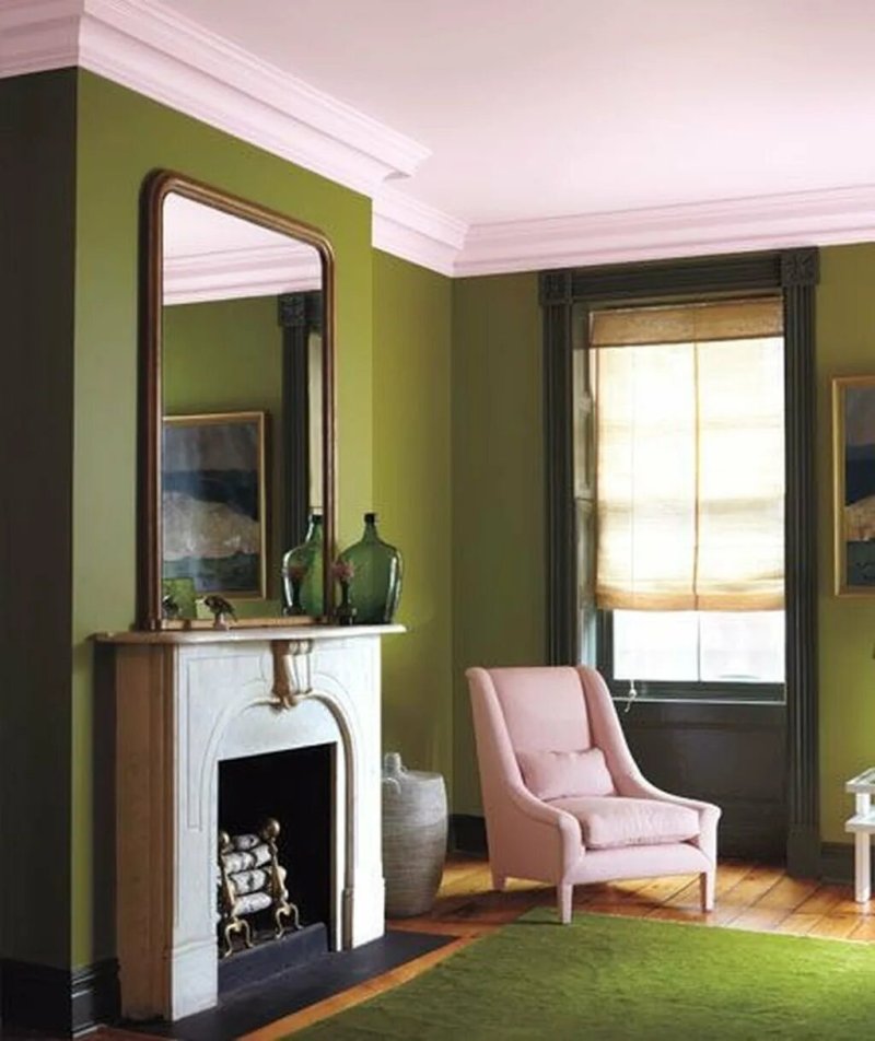 Olive color in the interior painting walls