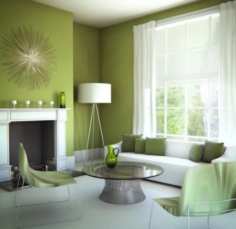 Living rooms in green