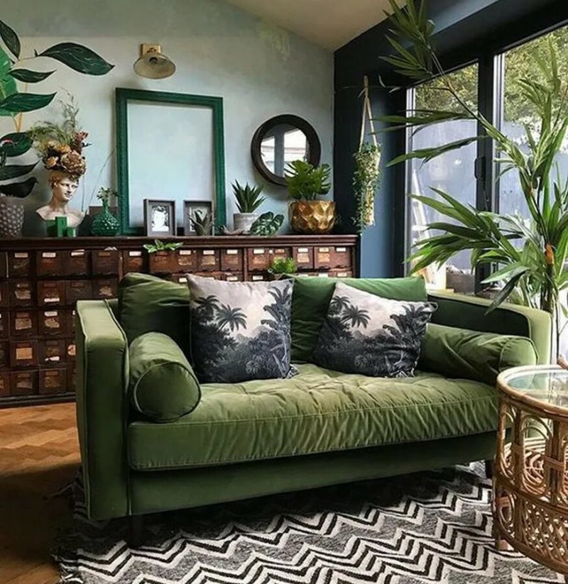 Green sofa interior