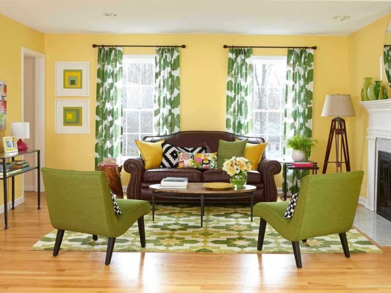 Living room in green colors