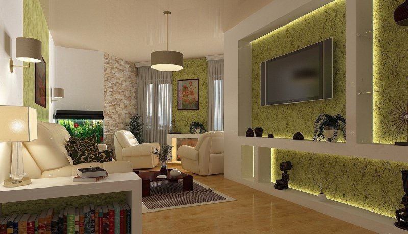 Living room in green colors