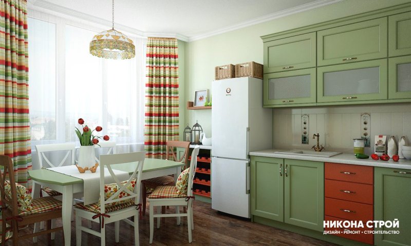 Kitchen in the style of pistachio -colored Provence