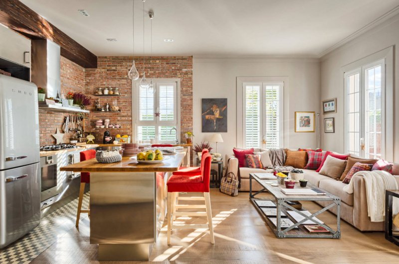 Kitchen living room in loft style