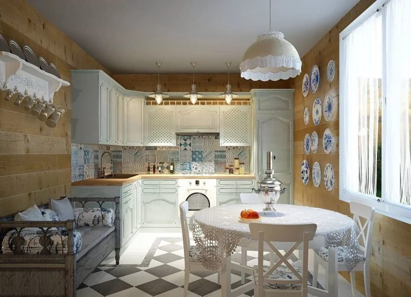 Kitchen-dining room 20 sq.m in Provencal style