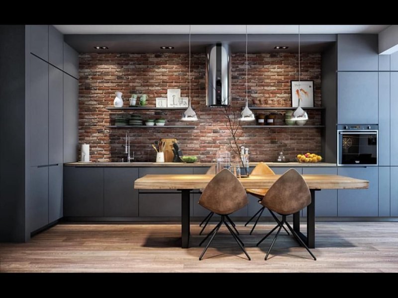 In loft style kitchen