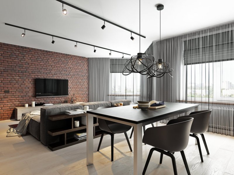 Kitchen living room in loft style