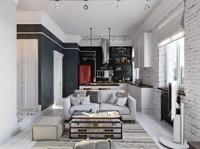 Kitchen living room in loft style