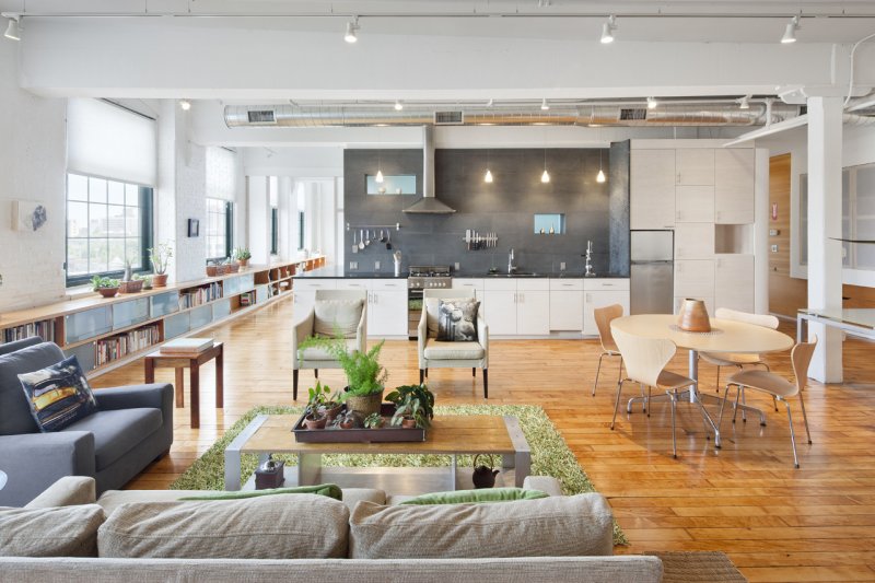 Kitchen living room in loft style