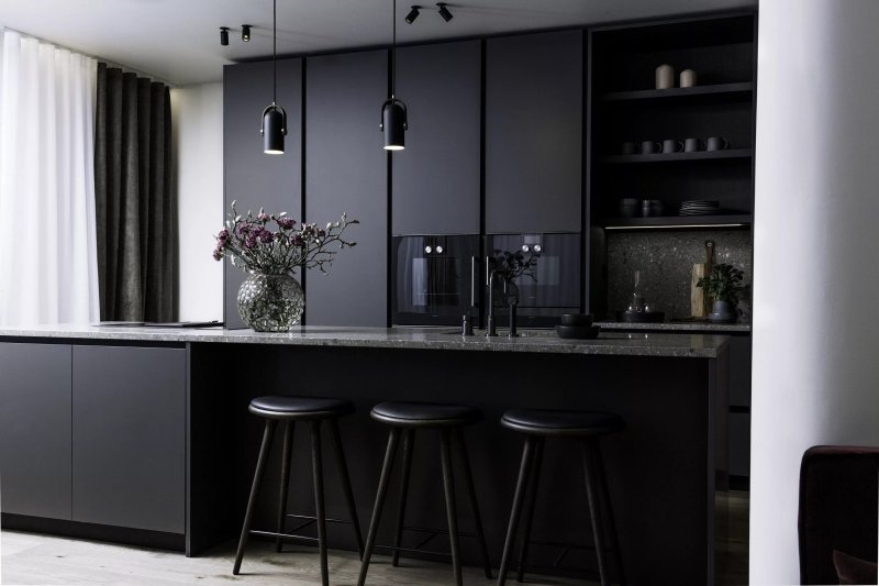 Stylish black kitchen