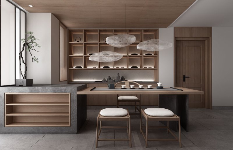 The interior of the kitchen in the style of minimalism