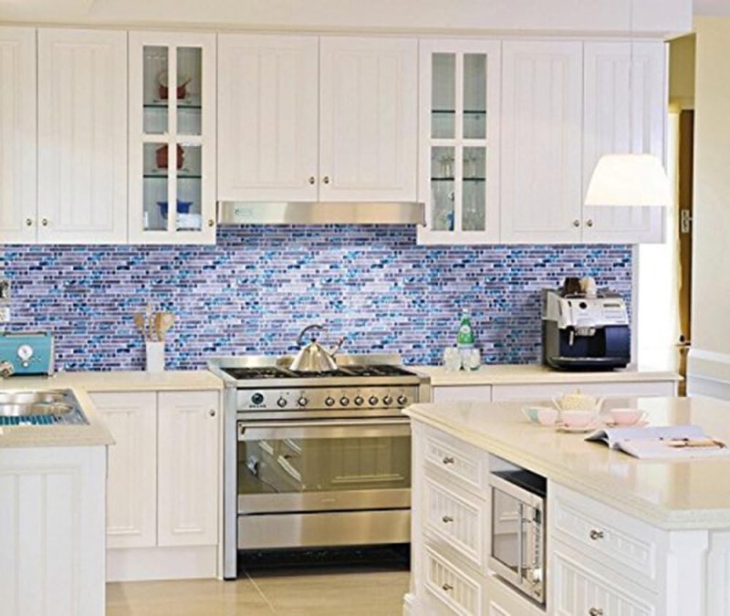 Kitchen with blue apron