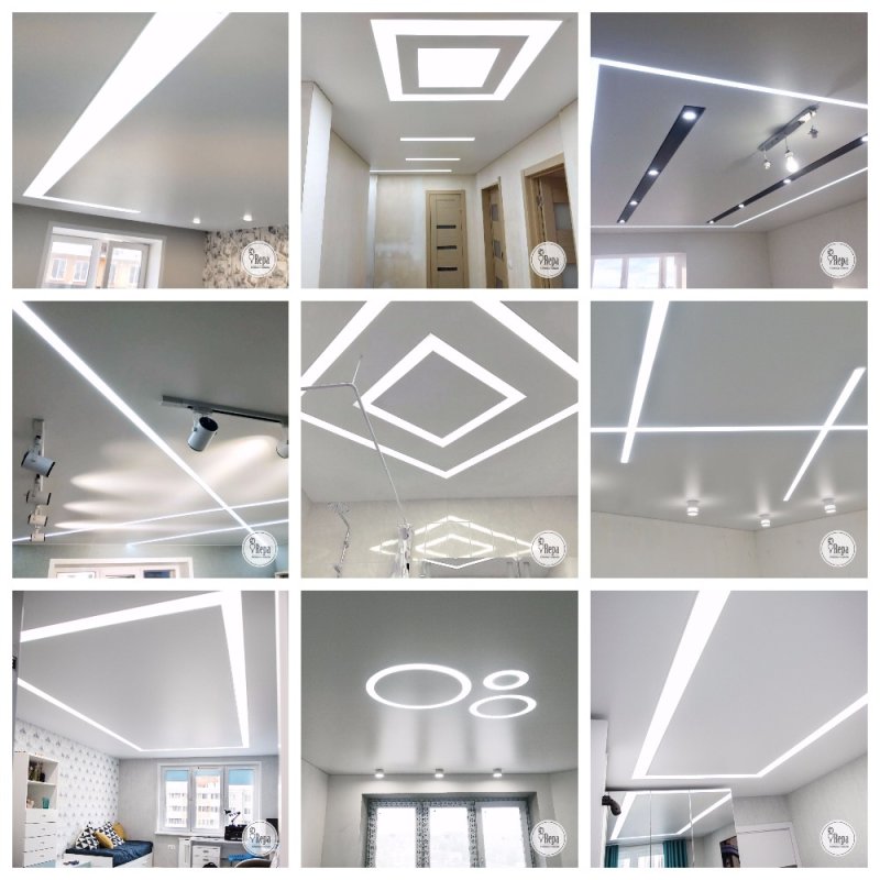 Stretch ceiling with light lines