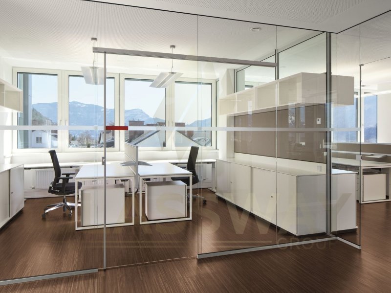 Glass office partitions