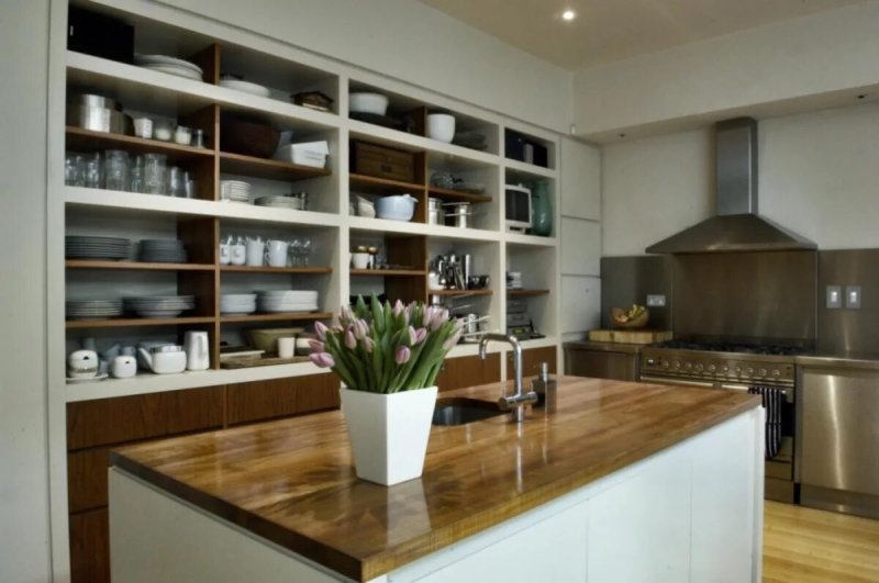 Kitchens with shelves