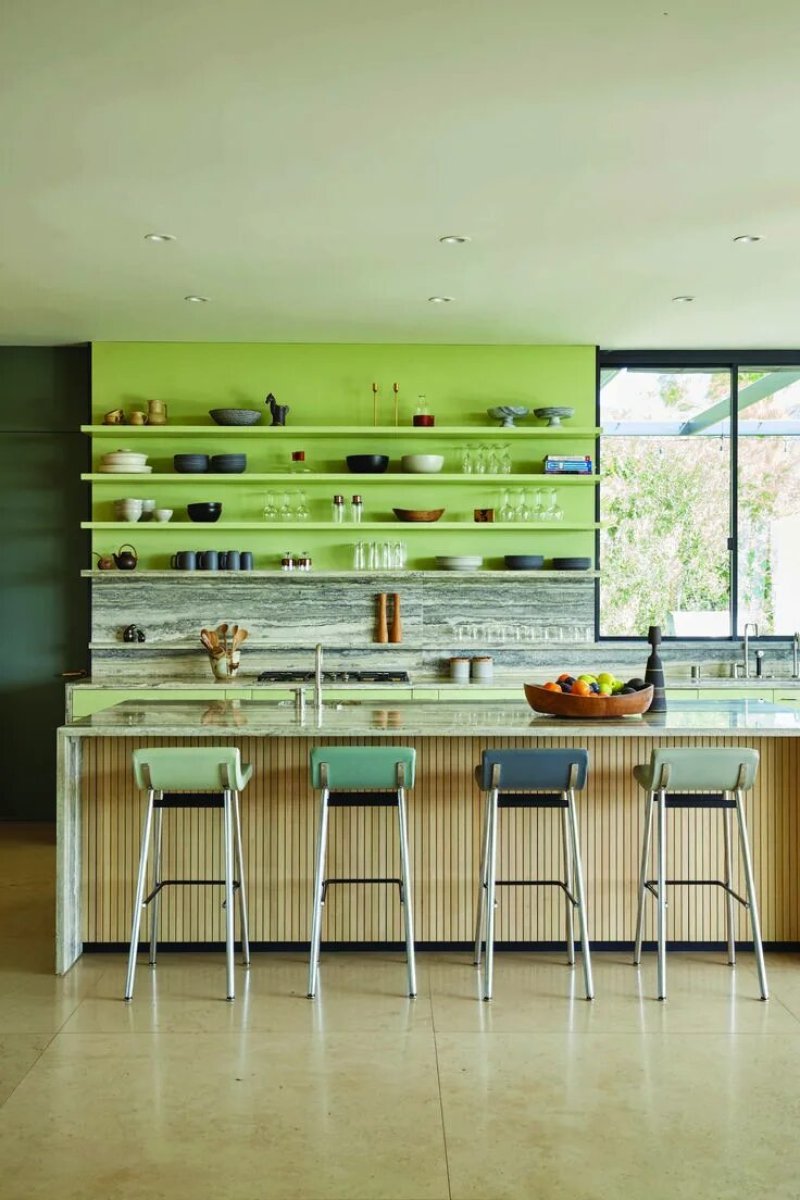 Kitchen with green walls