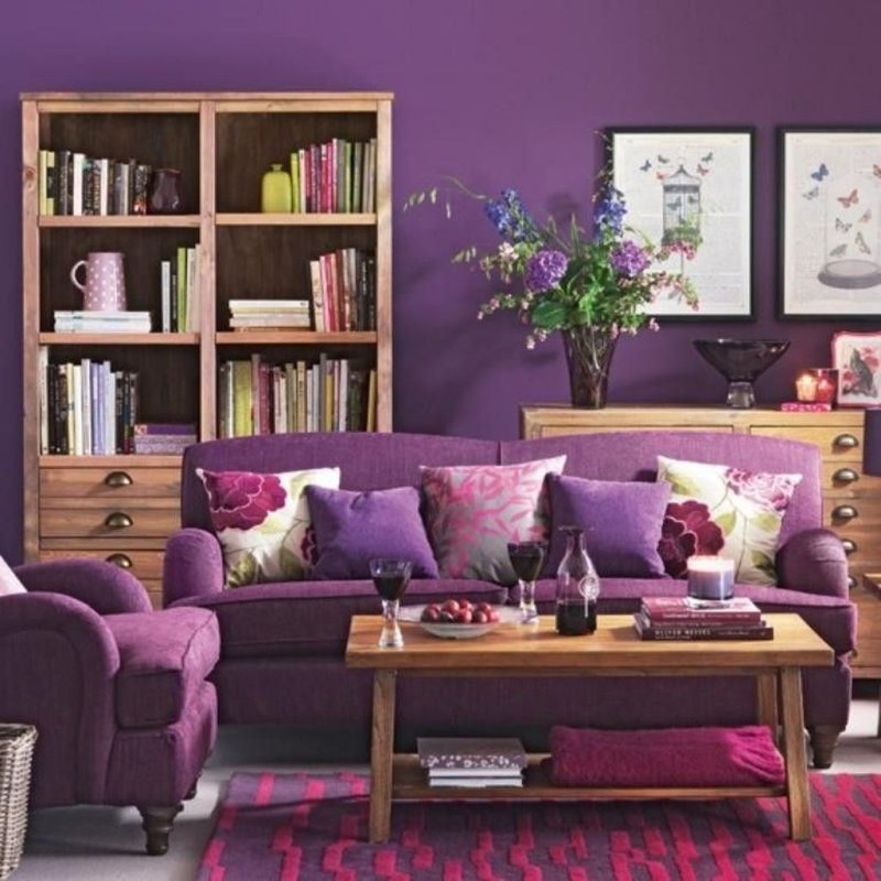 Living room in purple tones