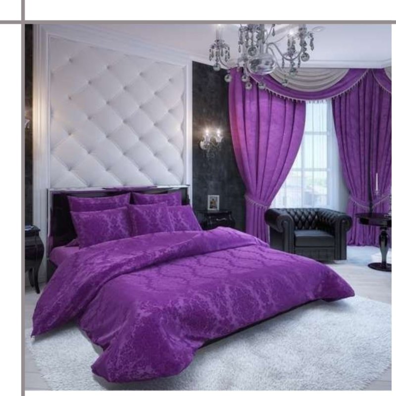 The bedroom is purple