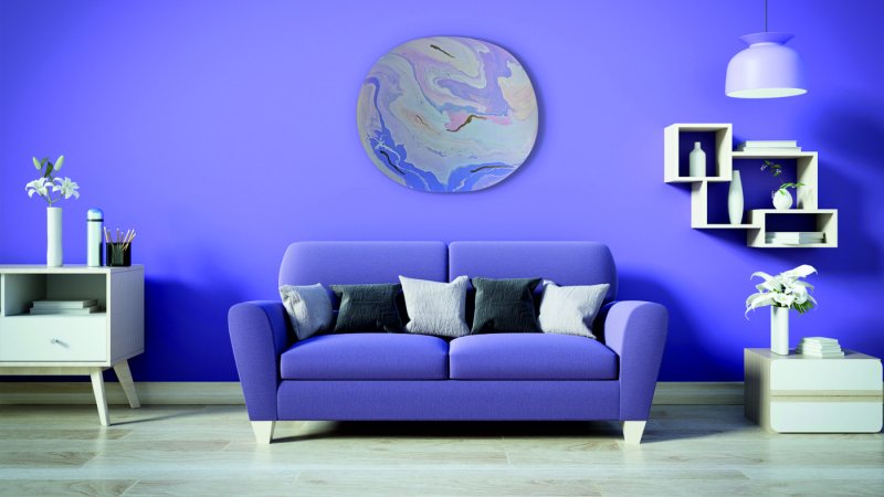 Lavender sofa in the interior