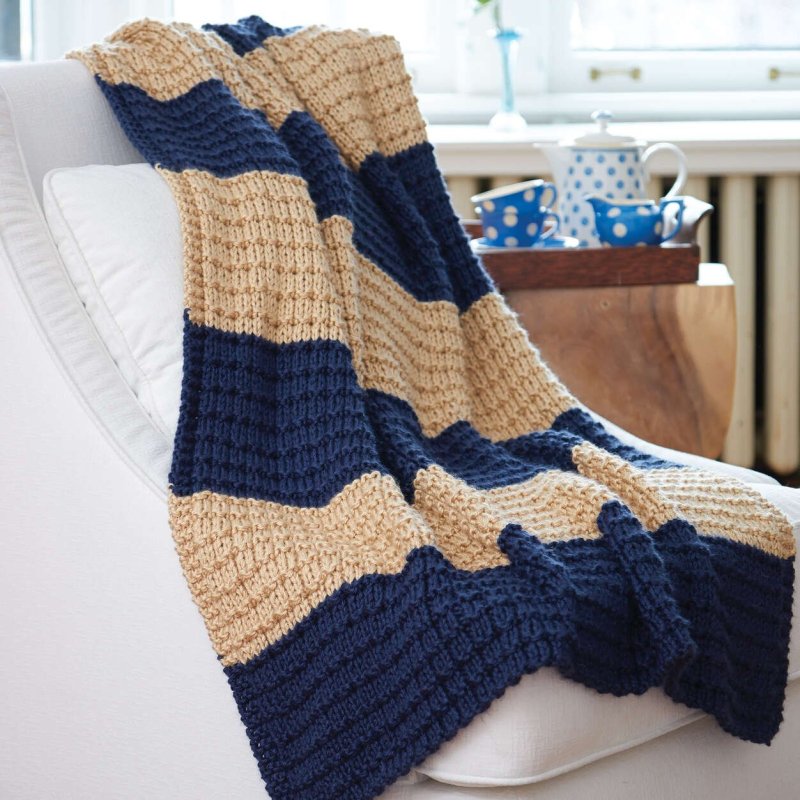 A blanket knitted