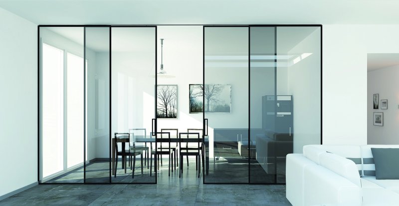 Glass sliding partition