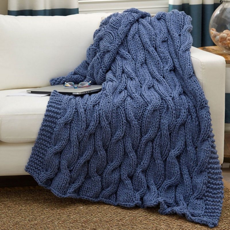 A blanket knitted