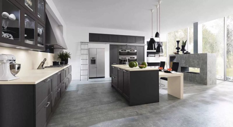 Graphite kitchen in the interior