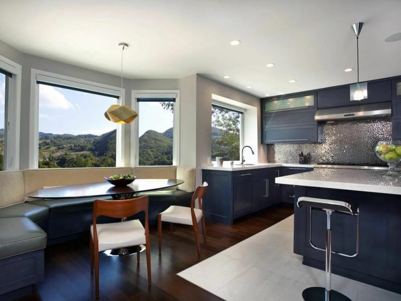 Kitchen design in a modern style with a window