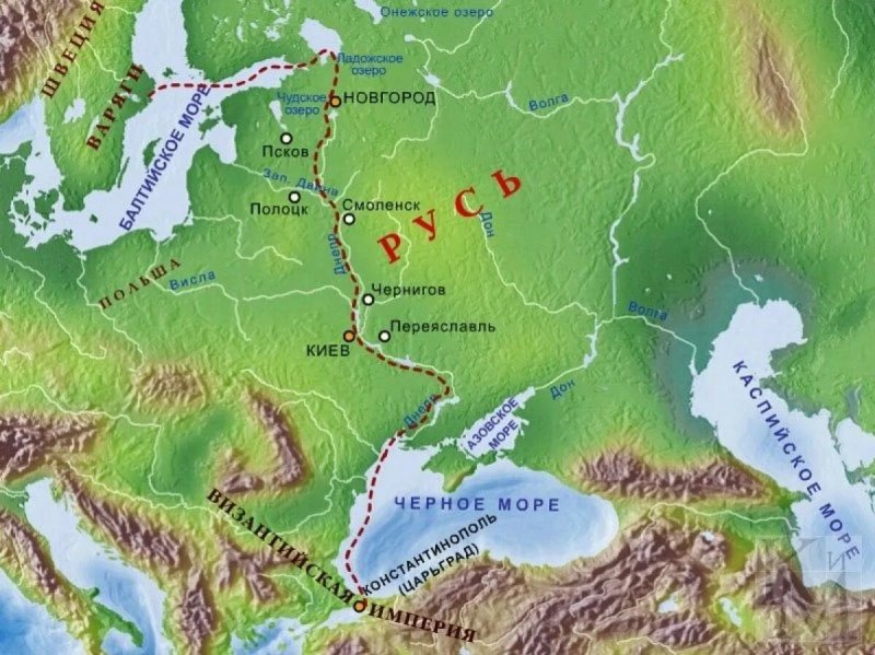 The path from the Varangians to the Greeks on the map of Ancient Rus'