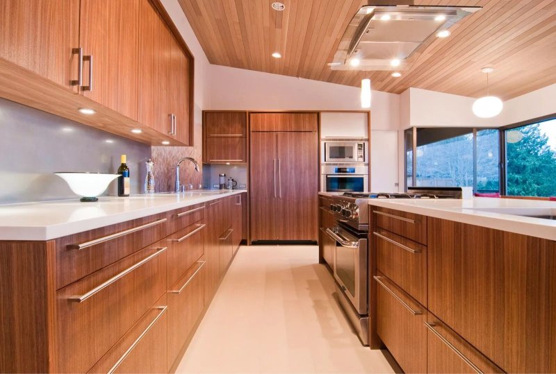 Modern kitchen under a tree