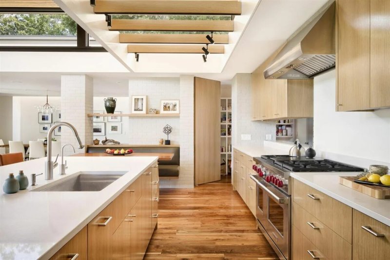 Modern kitchen in a wooden house