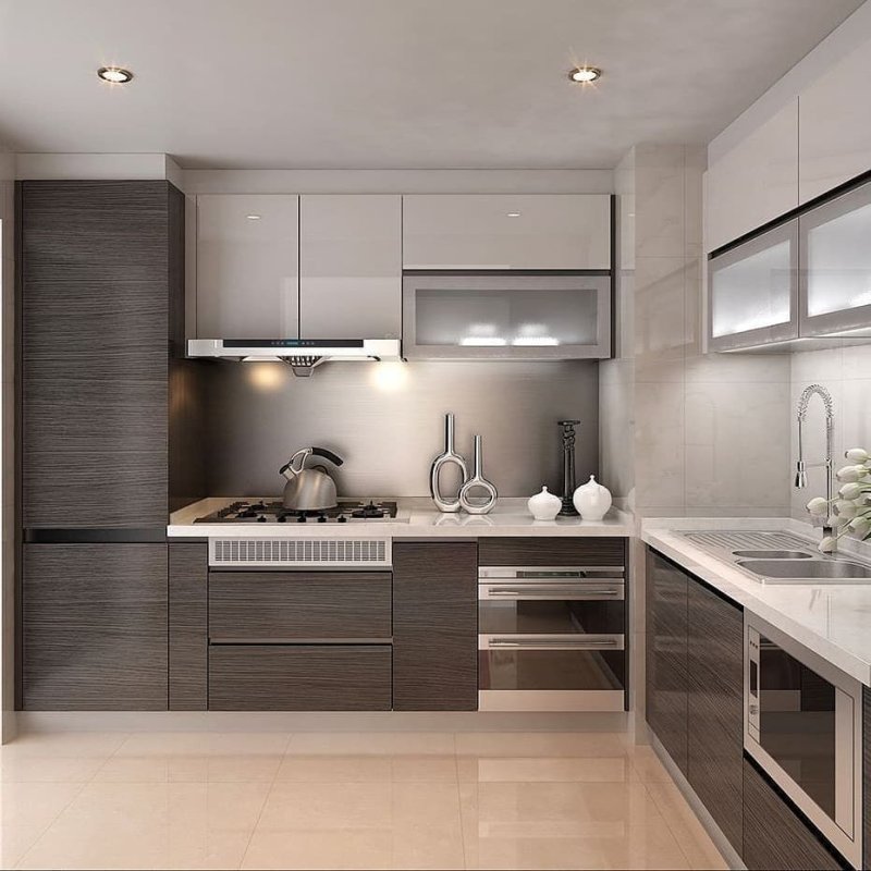 Corner kitchen design in a modern style